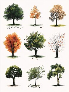 多样树木插画集合