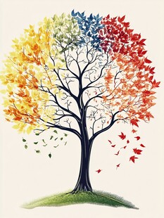 四季之树 斑斓叶的梦幻绽放