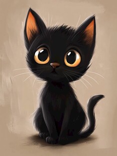可爱黑猫睁大眼睛萌态十足