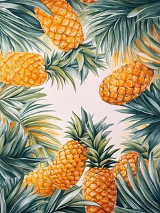 菠萝与绿叶的夏日风情画
