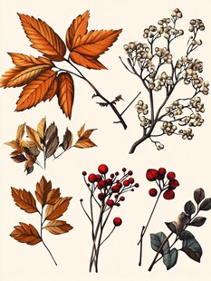 秋季植物元素插画集合