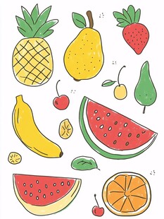 可爱手绘缤纷水果集合