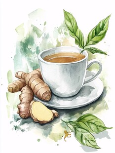 姜茶插画 清新自然的茶饮风