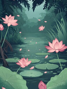 梦幻荷塘的静谧美景