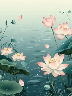 夏日荷塘荷花绽放美景