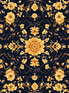 黑金花卉图案精美纹饰