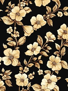 黑金花卉无缝图案设计