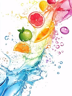 缤纷水果水花动感瞬间