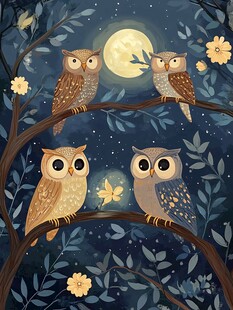月夜下的猫头鹰们