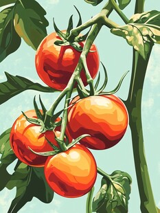 枝头饱满的成熟西红柿