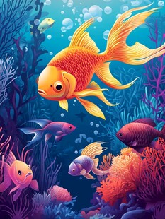 梦幻海底金鱼畅游图