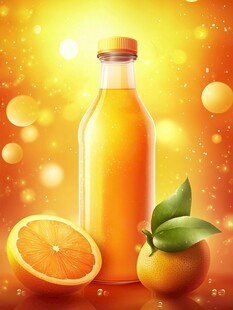 瓶装橙汁与鲜橙的诱人组合