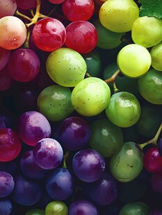 多彩葡萄堆叠的诱人景象