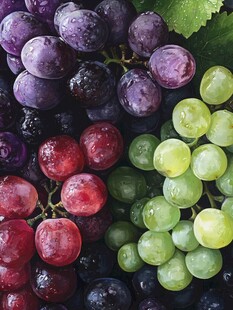 多彩葡萄 水珠点缀的美味