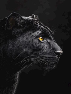 黑豹侧颜 黄眸闪耀野性美