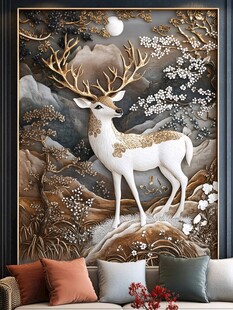 中式金鹿山水装饰画