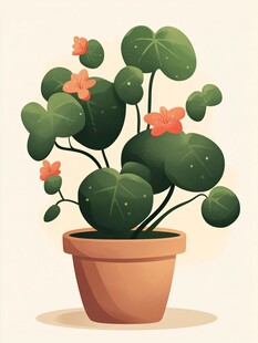 盆栽天竺葵插画