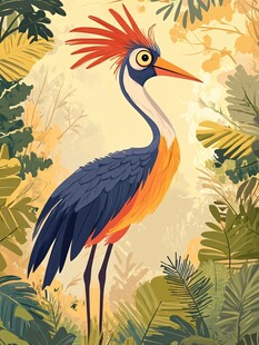 丛林中色彩艳丽的长喙鸟