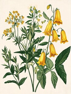 黄色花卉植物插画