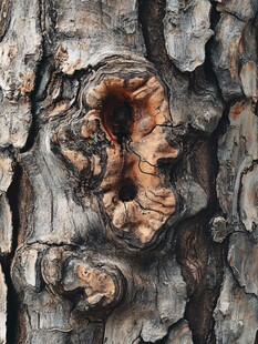 树皮上的独特纹理孔洞