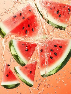西瓜飞溅的清爽瞬间