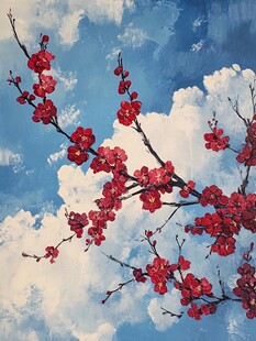 红梅映云图