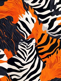 斑马与橙黑纹理图案