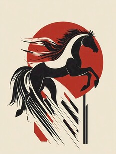 奔腾骏马迎红日