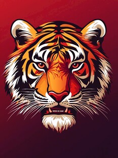 猛虎头像插画 霸气威武