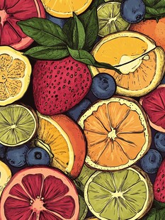缤纷水果切片插画图案