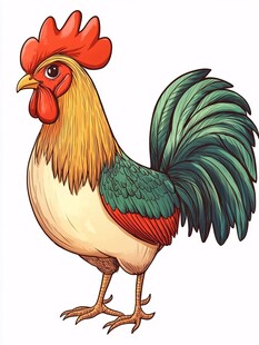 卡通公鸡形象插画