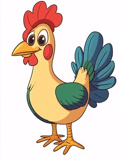可爱卡通公鸡形象展示