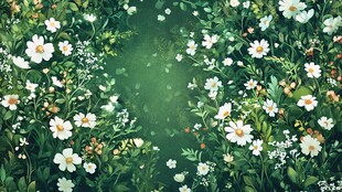 绿野繁花烂漫景象