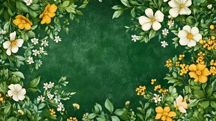 绿色花卉边框背景图