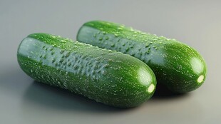 新鲜翠绿的两根黄瓜