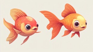 可爱金鱼卡通形象展示