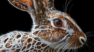 立体网格风野兔特写