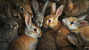 一群可爱兔子挤在一起