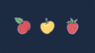 可爱三色水果插画