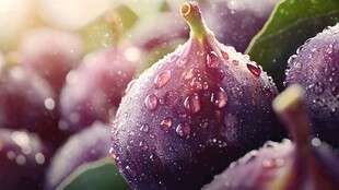 带水珠的紫无花果特写