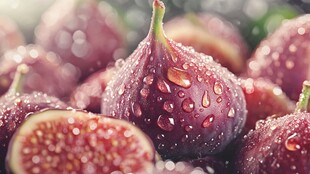 带水珠的新鲜无花果