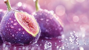 带水珠的新鲜紫色无花果