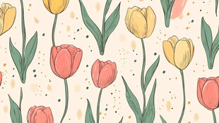 手绘多彩郁金香花卉图案