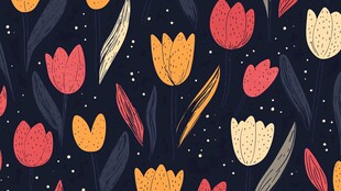 手绘郁金香花卉图案背景