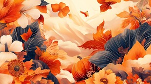 秋日绚烂花卉梦幻图景