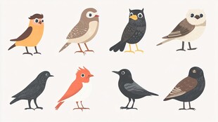 可爱鸟类插画集合