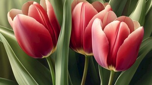 娇艳欲滴的红色郁金香