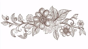 手绘花卉藤蔓装饰图案