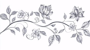 手绘花卉藤蔓装饰图案