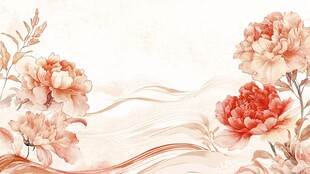 中式水墨风花卉背景图